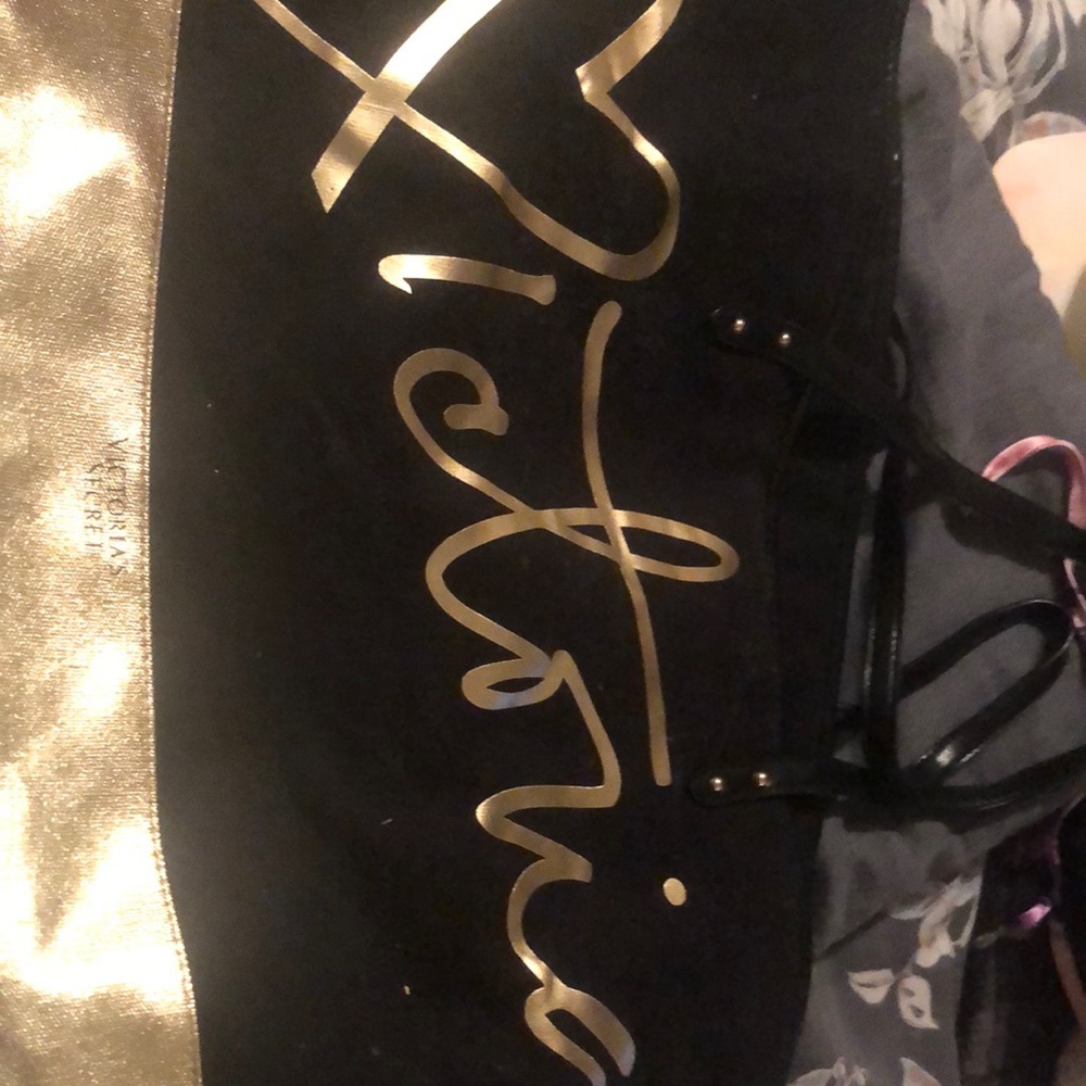 Victoria's Secret Black and Gold Tote Bag